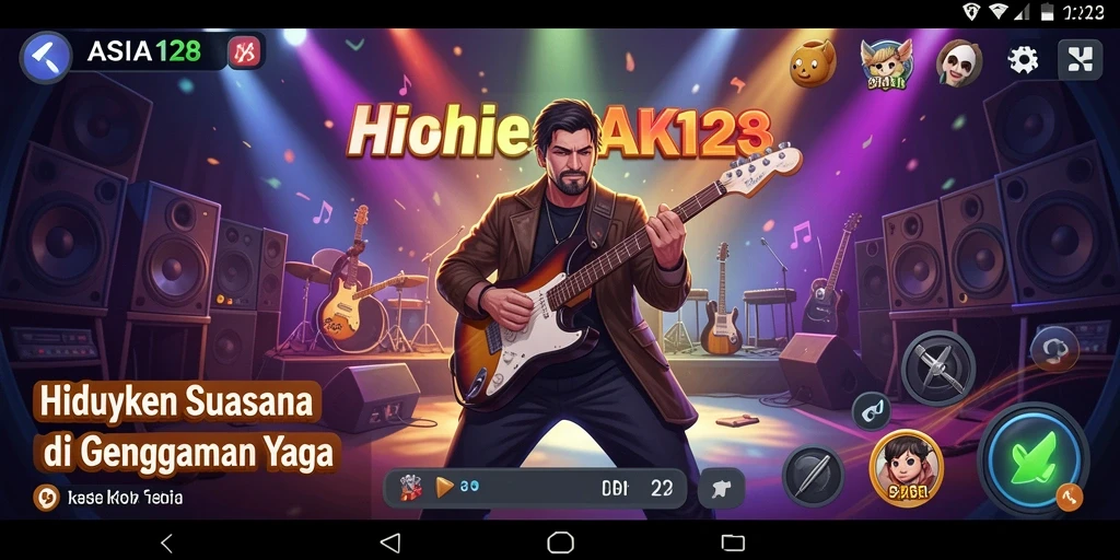 Tangkapan layar ASIA128 menunjukkan antarmuka dengan berbagai pilihan lagu dan fitur interaktif.