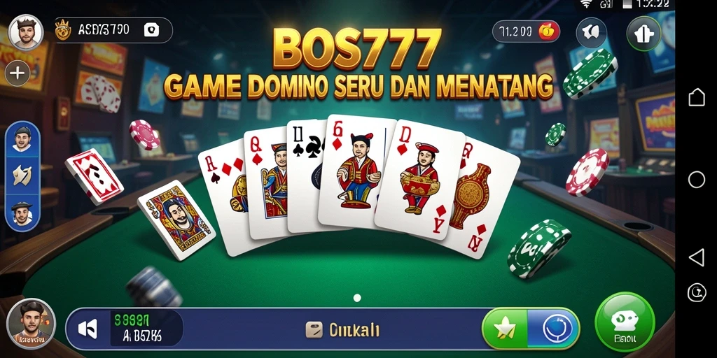 Tampilan gameplay seru dalam BOS777 dengan kartu Domino.