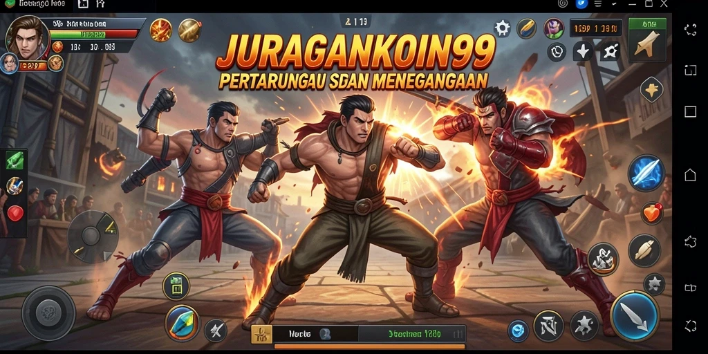 Screenshot JURAGANKOIN99 menampilkan karakter dalam aksi pertarungan mendebarkan.