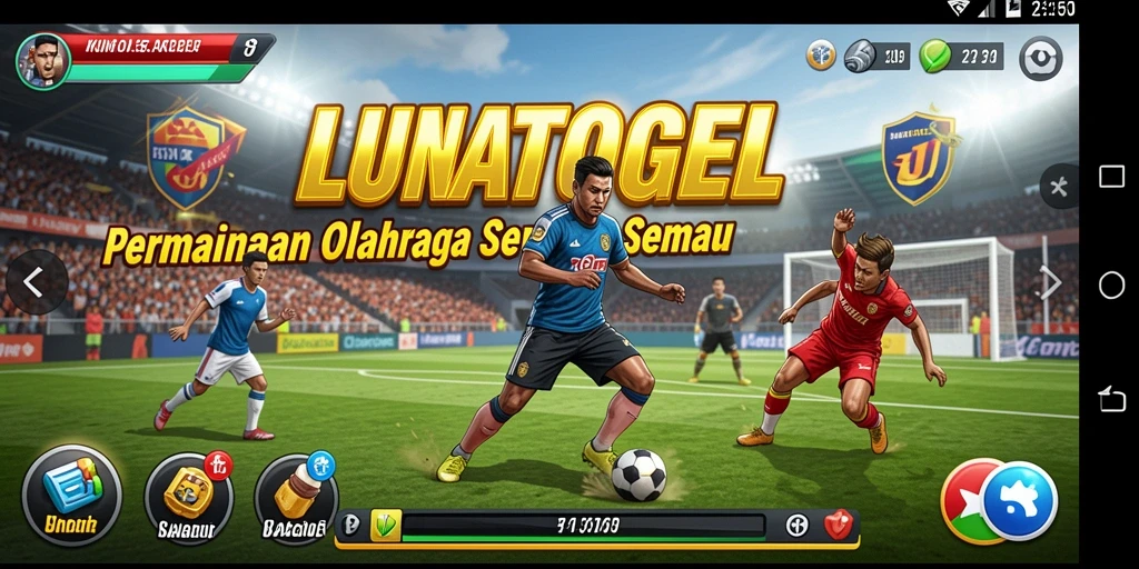 Screenshot gameplay LUNATOGEL menampilkan aksi olahraga yang mendebarkan.