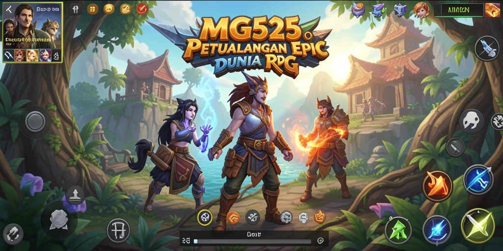 Screenshot gameplay MG525 menampilkan karakter yang sedang beraksi di dungeon fantastis.