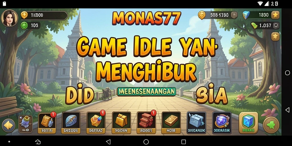 Screenshot utama MONAS77 yang menunjukkan gameplay Idle yang menarik.