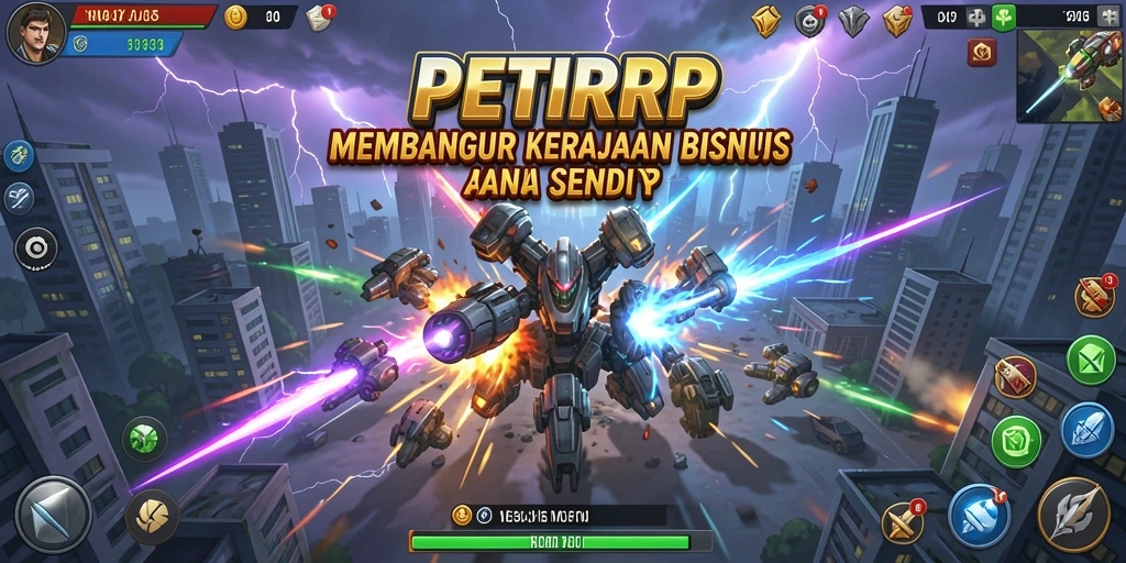 Screenshot gameplay PETIRRP yang menunjukkan cara membangun bisnis sukses.
