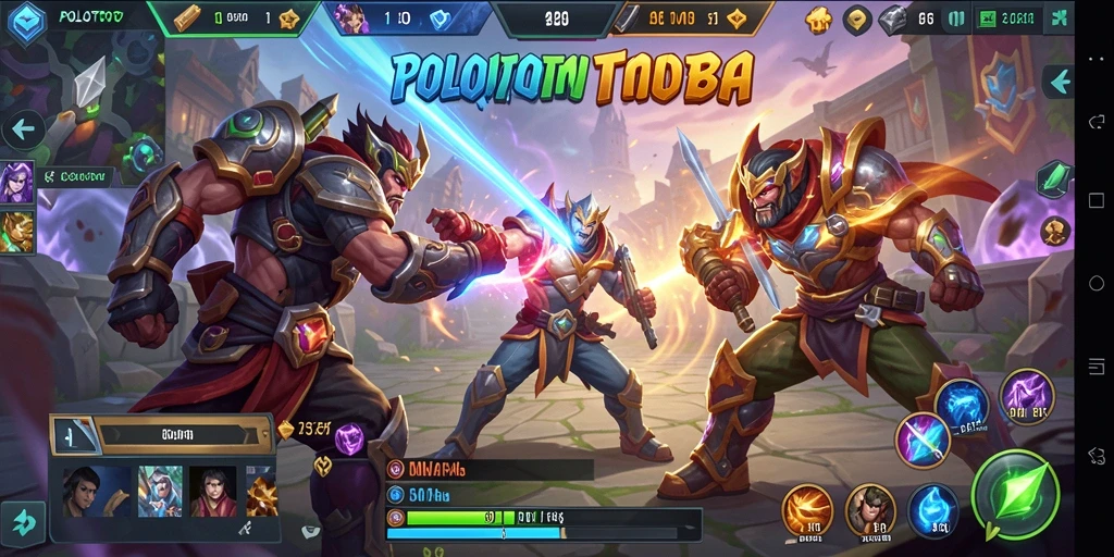 Screenshot menunjukkan pertempuran intens di arena MOBA POLOTOTO.