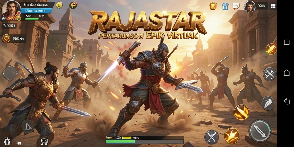 Tampilan gameplay menegangkan dari RAJASTAR dengan pertarungan karakter yang intens.