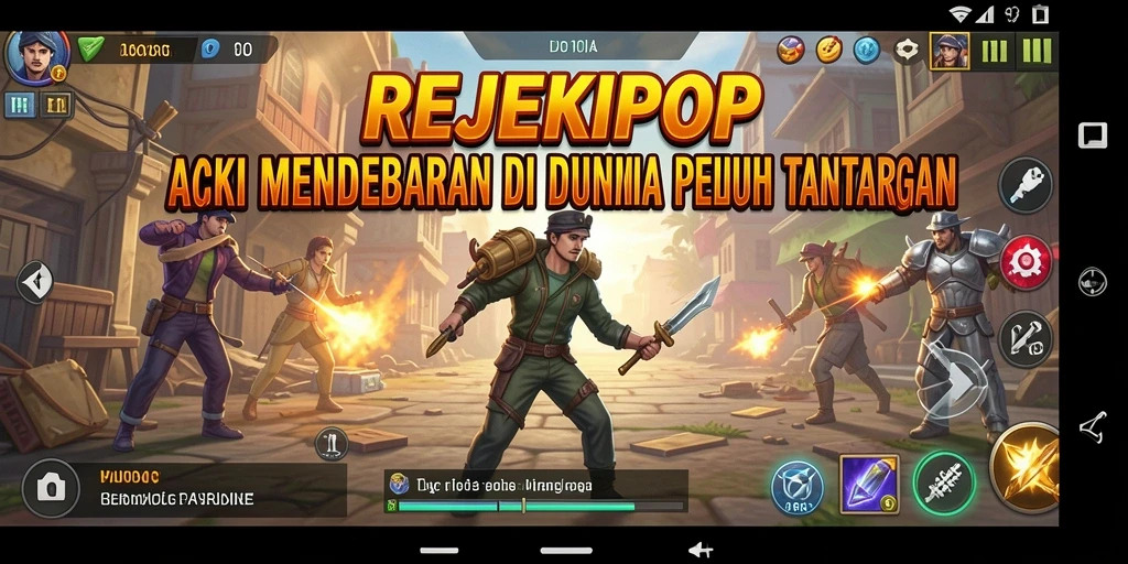 Tampilan gameplay mendebarkan dalam REJEKIPOP yang penuh aksi.