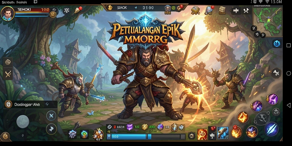 Tangkapan layar gameplay SEHOKI menampilkan pertempuran seru di dunia fantasi.