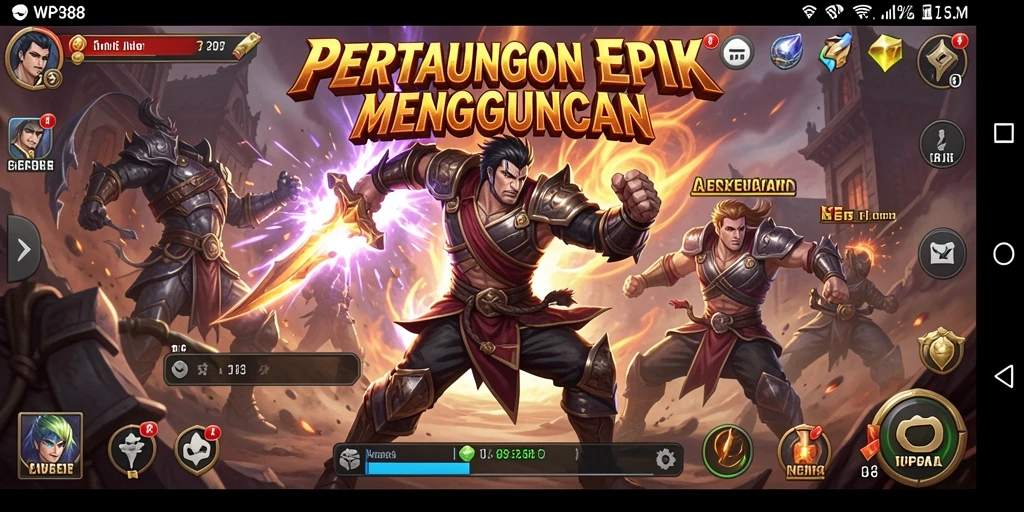 Tampilan gameplay WP888 yang menegangkan dengan aksi pertarungan yang intens.